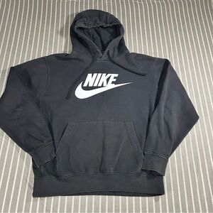 Nike Sportswear Club Fleece Men's Pullover Hoodie -Black-White Logo Size L